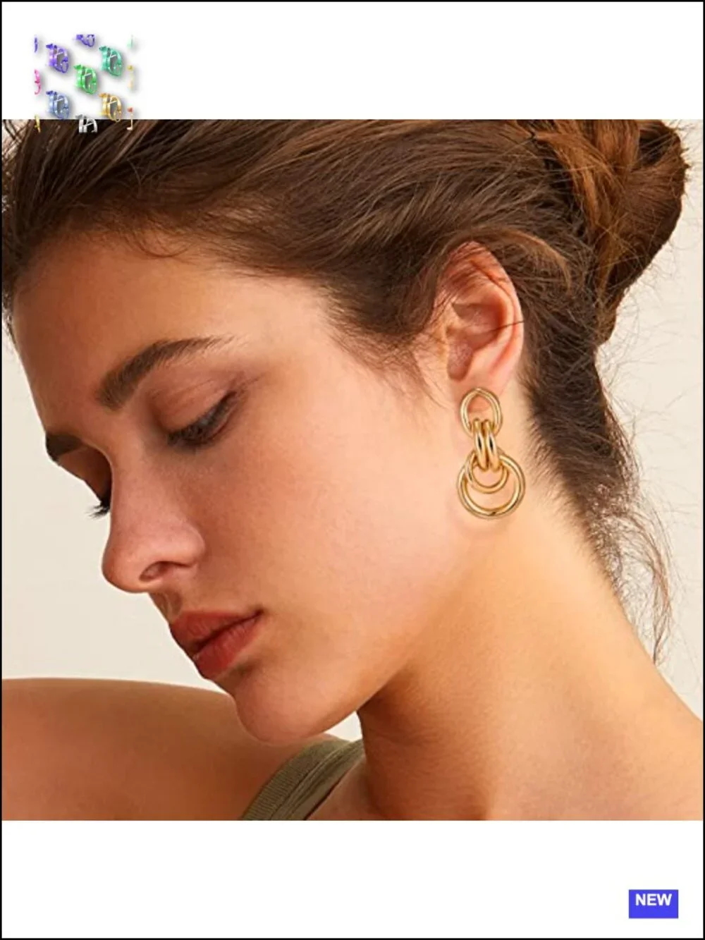 14K Gold Plated Chunky Geometric Drop Dangle Earrings Lightweight Statement